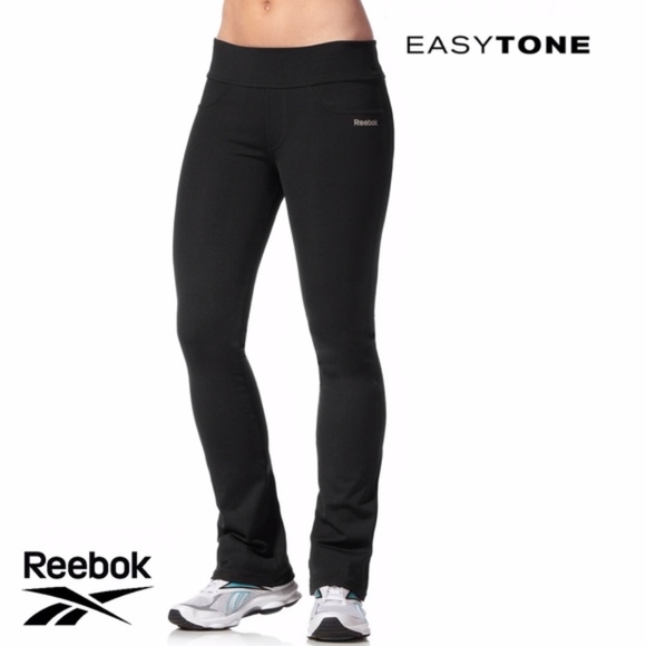 Reebok Pants \u0026 Jumpsuits | Easytone Black Opaque Flare Pants L | Poshmark
